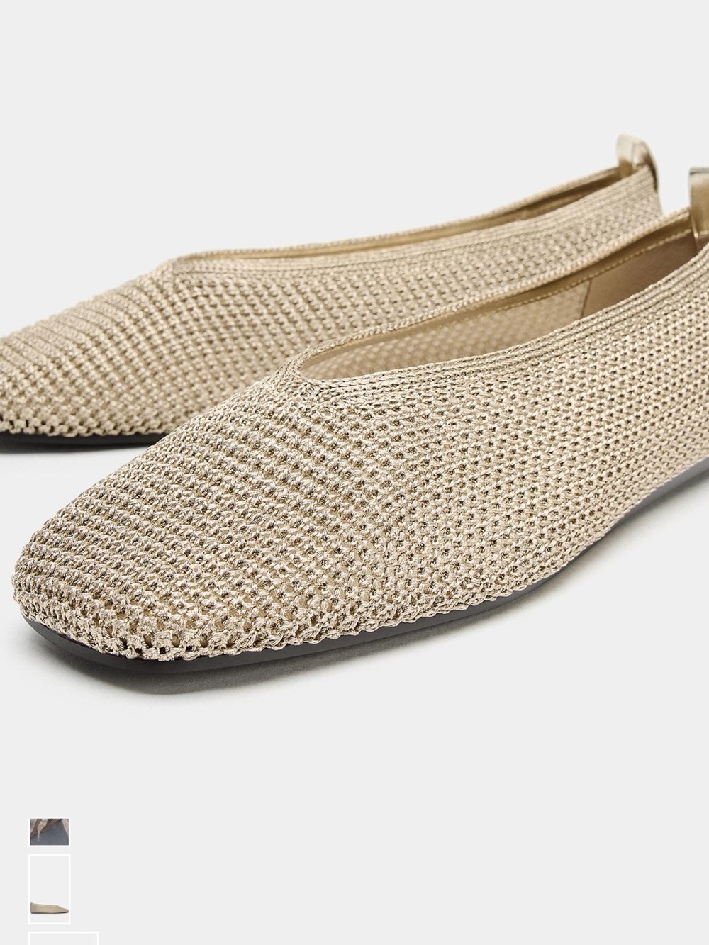 NWT Zara Knit Slip-On Flats in Gold